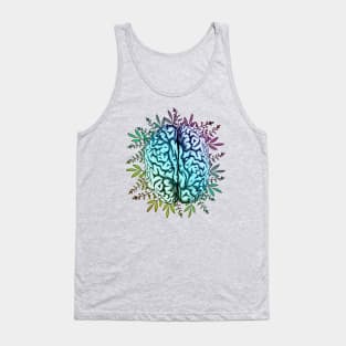 Brain, rainbow color,leaves,positivity, creativity, right hemisphere brain, health, Mental, mind Tank Top